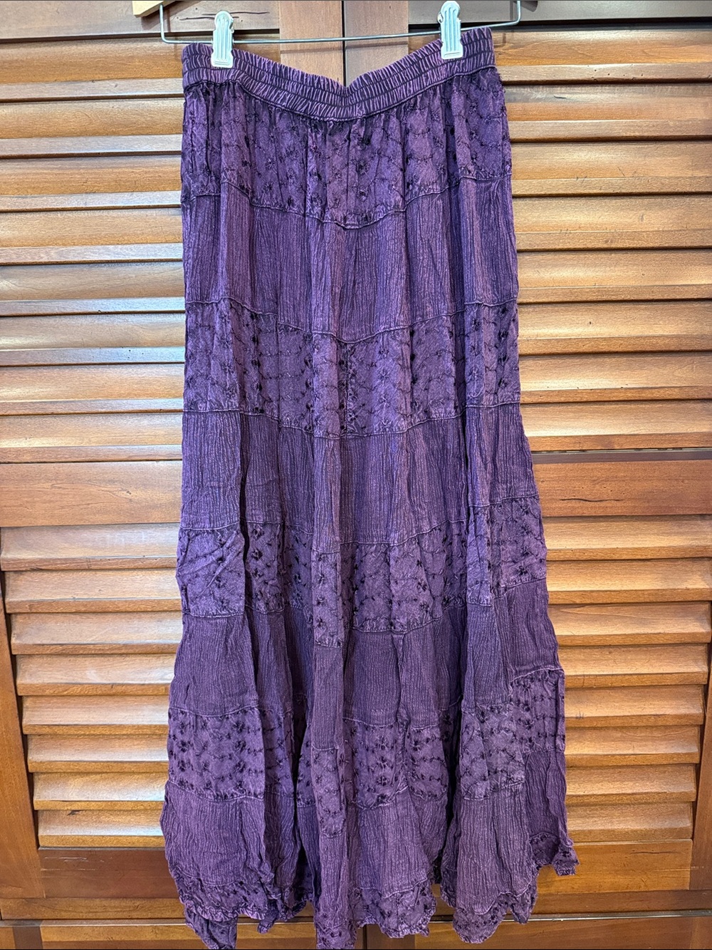 Women’s Boho Tiered Maxi Skirt - Purple - Picture 2 of 4